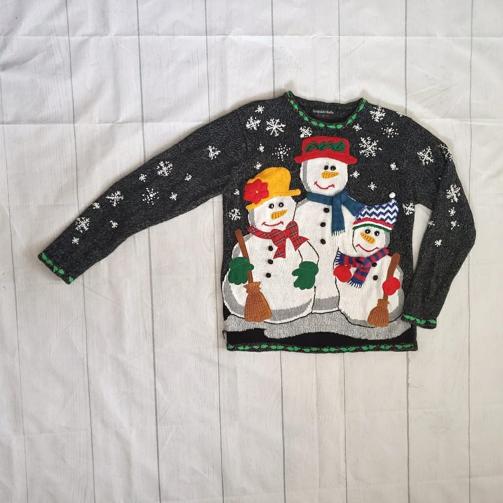 Vintage Christmas Snowman Sweater Medium